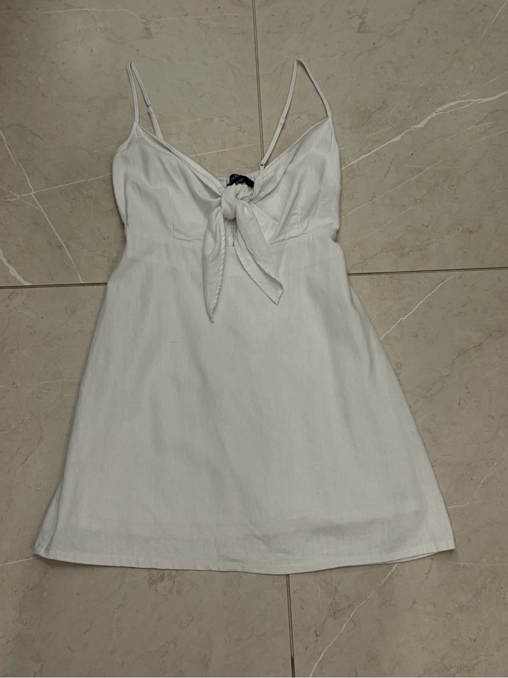 Dynamite 55% Linen White Tie-Front Mini Cami Dress Size XS